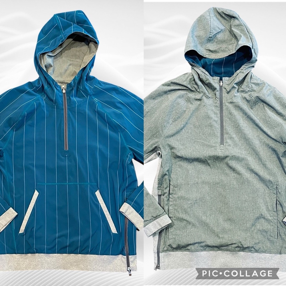 Lululemon Sundown To Sunup Jacket Men's Size Large Reversible Hoodie Gray Blue